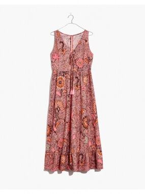 Madewell - Lace-Up Ruffle-Hem Midi Dress in Bali Blooms